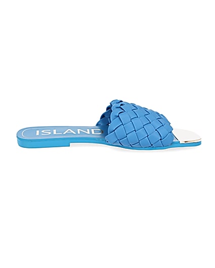 360 degree animation of product Blue woven flat sandal frame-15