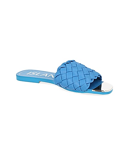 360 degree animation of product Blue woven flat sandal frame-17