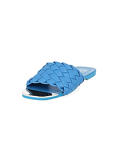 360 degree animation of product Blue woven flat sandal frame-23