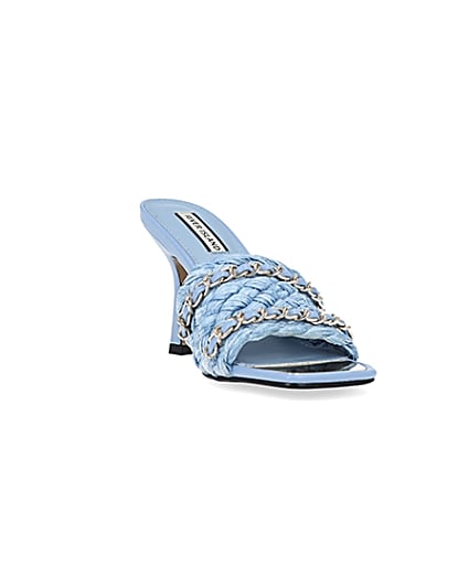 360 degree animation of product Blue woven mules frame-19