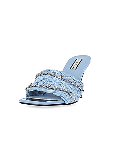 360 degree animation of product Blue woven mules frame-23