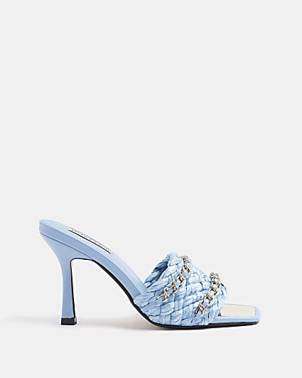 Blue woven mules