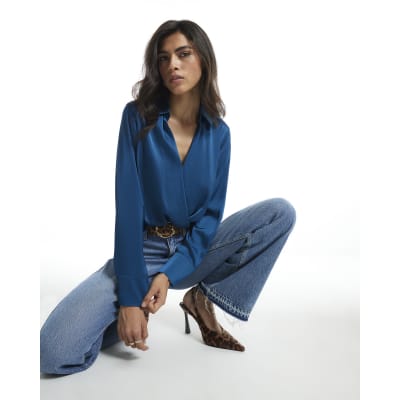 Wrap Front Satin Blouse