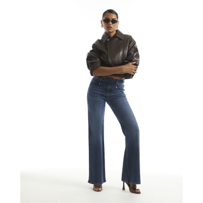 Blue Yasmin Mid Rise Relaxed Flare