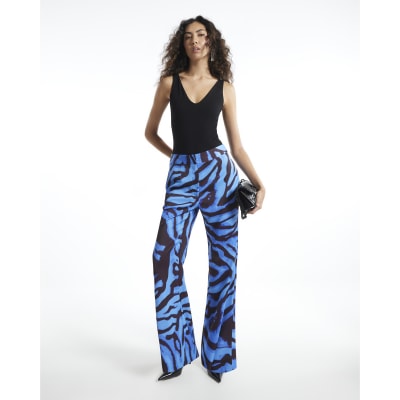 Zebra Print Flared Trousers