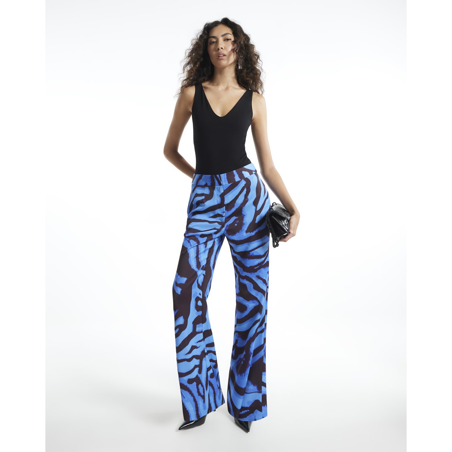 River Island Blue Zebra Print Flared Trousers — photo 1 of 1