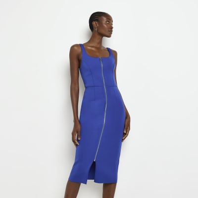 midi blue bodycon dress