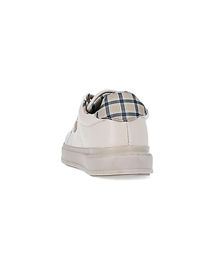 360 degree animation of product bOYS Beige Check Lined Plimsole Trainers frame-8