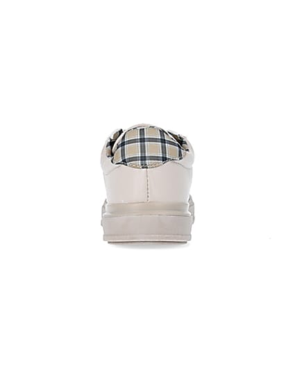 360 degree animation of product bOYS Beige Check Lined Plimsole Trainers frame-9