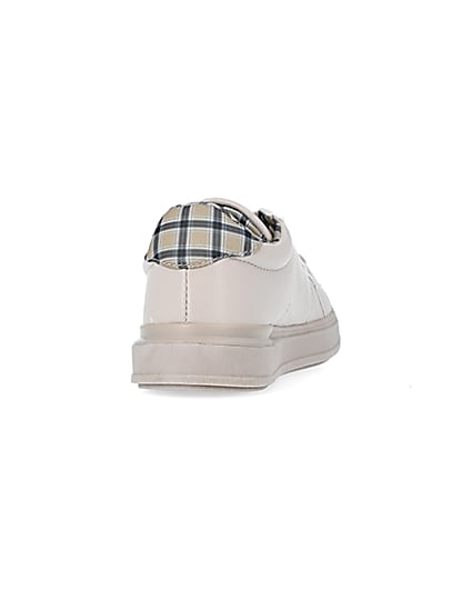 360 degree animation of product bOYS Beige Check Lined Plimsole Trainers frame-10