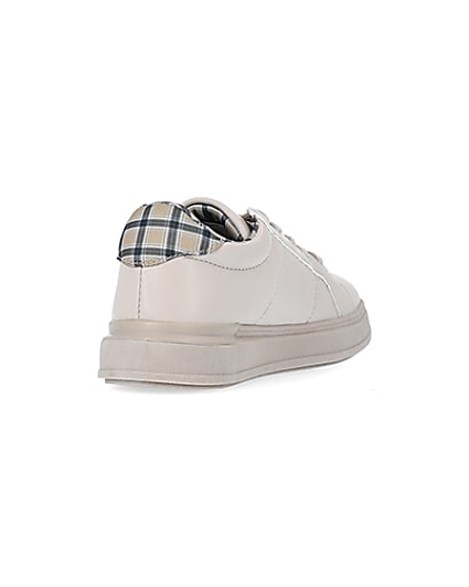 360 degree animation of product bOYS Beige Check Lined Plimsole Trainers frame-11