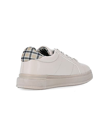 360 degree animation of product bOYS Beige Check Lined Plimsole Trainers frame-12