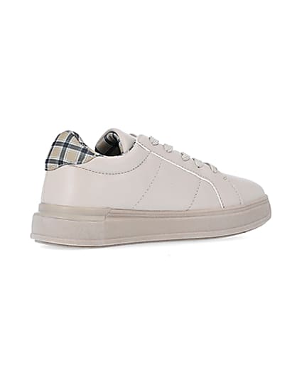 360 degree animation of product bOYS Beige Check Lined Plimsole Trainers frame-13