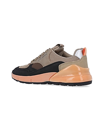 360 degree animation of product Boys beige colour block runner trainers frame-5