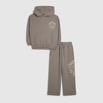 Boys Beige Premium Relaxed Baroque Hoodie Set
