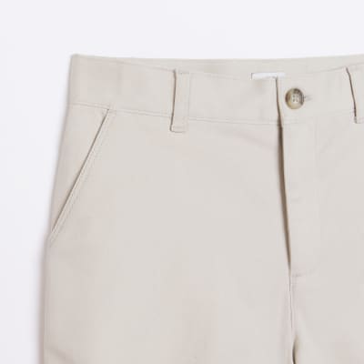 Boys Beige Stretch Chino Shorts River Island