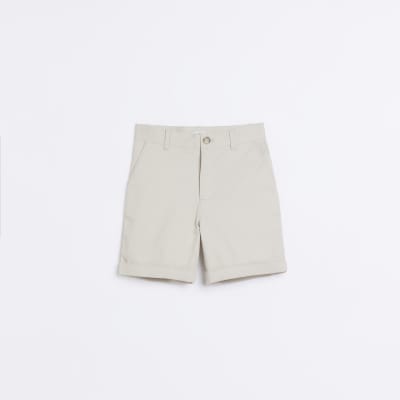 Boys Beige Stretch Chino Shorts River Island
