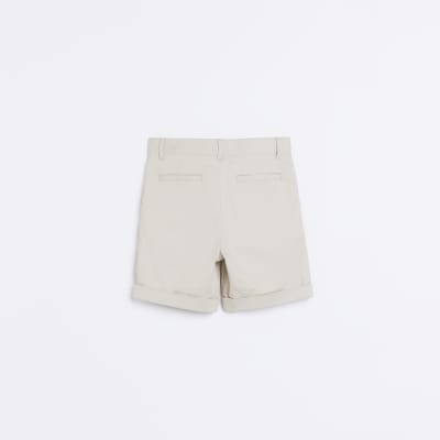 Boys Beige Stretch Chino Shorts River Island