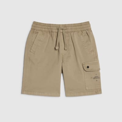 Boys Beige Twill Cargo Shorts