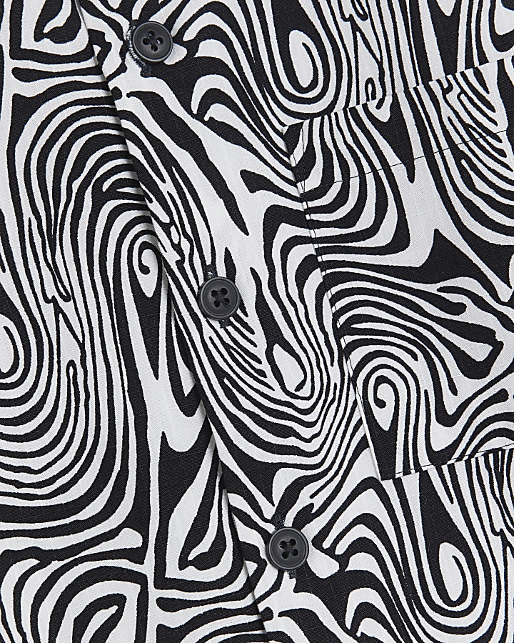 Boys black abstract print shacket