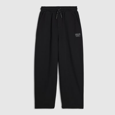 Boys Black Barrel Leg Joggers