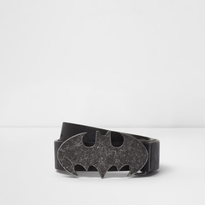 Boys black Batman pin and hole belt