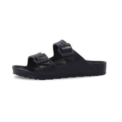 360 degree animation of product Boys black Birkenstock sandals frame-2