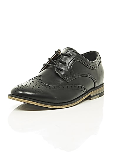360 degree animation of product Boys black brogues frame-1