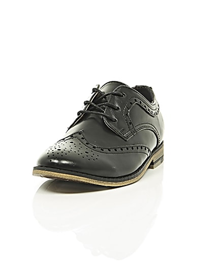 360 degree animation of product Boys black brogues frame-2