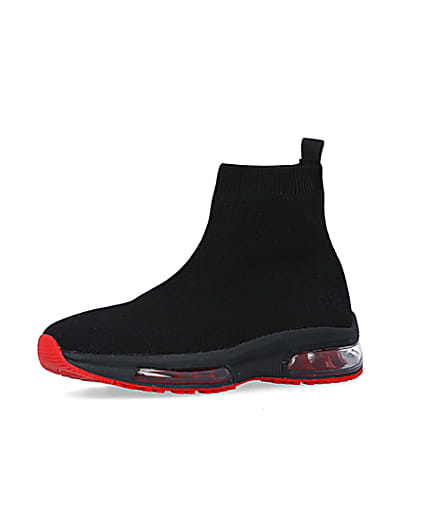 360 degree animation of product Boys Black Bubble sole Sock High Top trainers frame-1