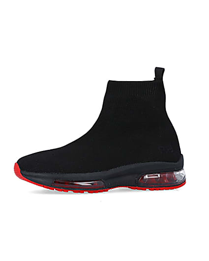 360 degree animation of product Boys Black Bubble sole Sock High Top trainers frame-2
