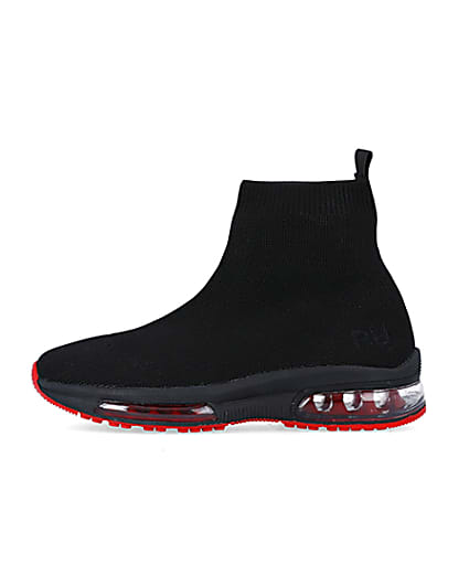 360 degree animation of product Boys Black Bubble sole Sock High Top trainers frame-3