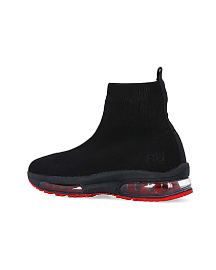 360 degree animation of product Boys Black Bubble sole Sock High Top trainers frame-5