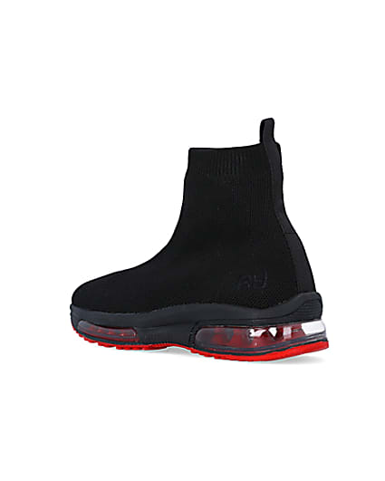 360 degree animation of product Boys Black Bubble sole Sock High Top trainers frame-6