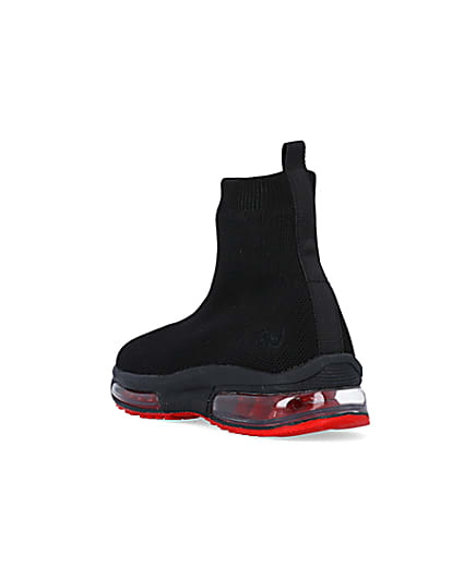 360 degree animation of product Boys Black Bubble sole Sock High Top trainers frame-7