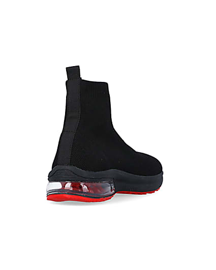 360 degree animation of product Boys Black Bubble sole Sock High Top trainers frame-11