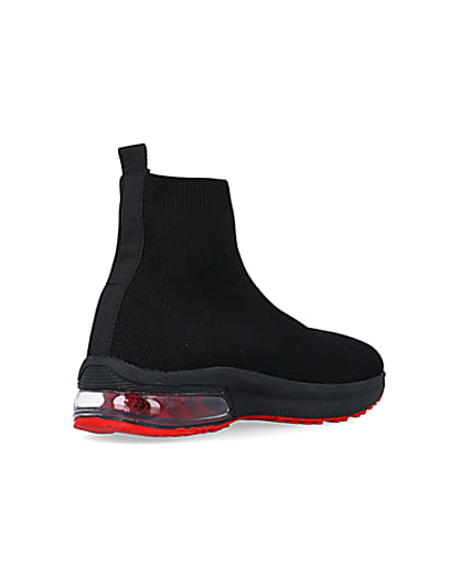 360 degree animation of product Boys Black Bubble sole Sock High Top trainers frame-12