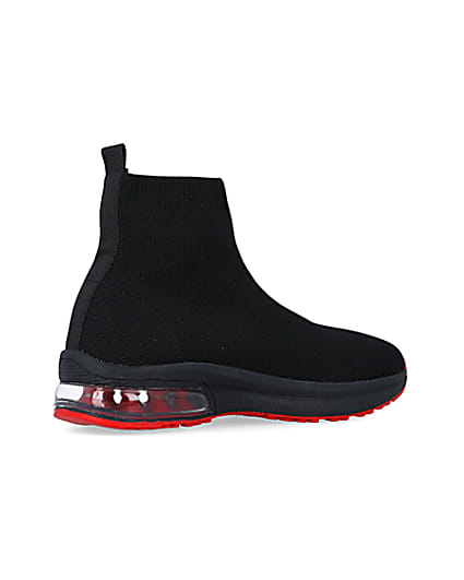 360 degree animation of product Boys Black Bubble sole Sock High Top trainers frame-13