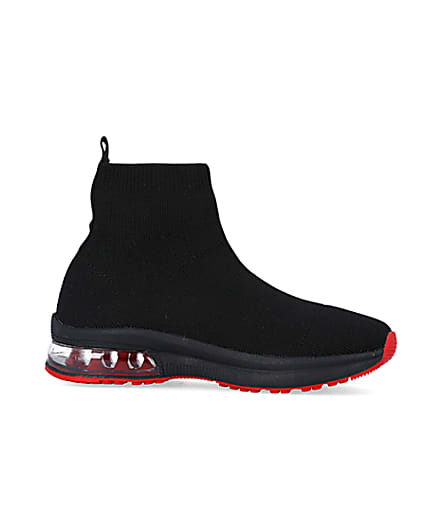 360 degree animation of product Boys Black Bubble sole Sock High Top trainers frame-16