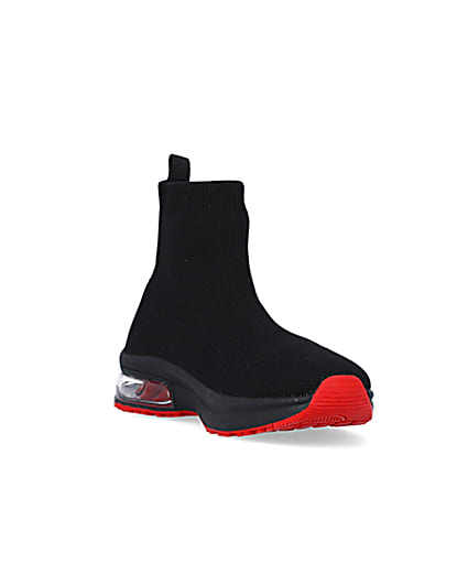 360 degree animation of product Boys Black Bubble sole Sock High Top trainers frame-19