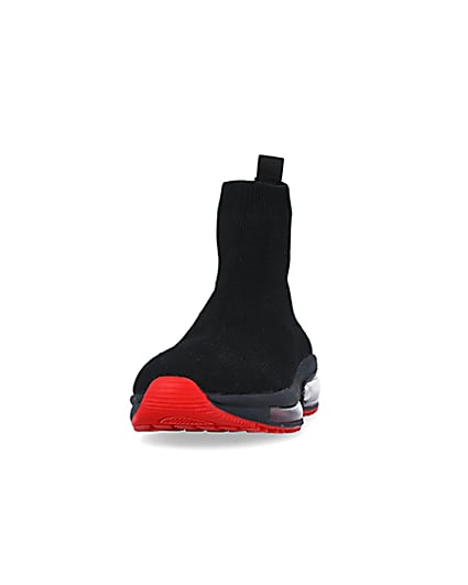 360 degree animation of product Boys Black Bubble sole Sock High Top trainers frame-22