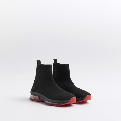 Boys Black Bubble sole Sock High Top trainers