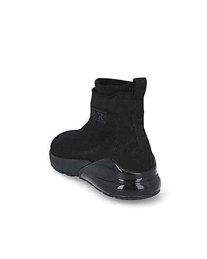 360 degree animation of product Boys black bubble sole sock high top trainers frame-6