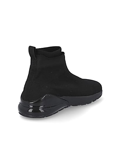 360 degree animation of product Boys black bubble sole sock high top trainers frame-11