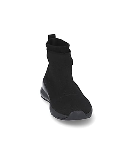 360 degree animation of product Boys black bubble sole sock high top trainers frame-19