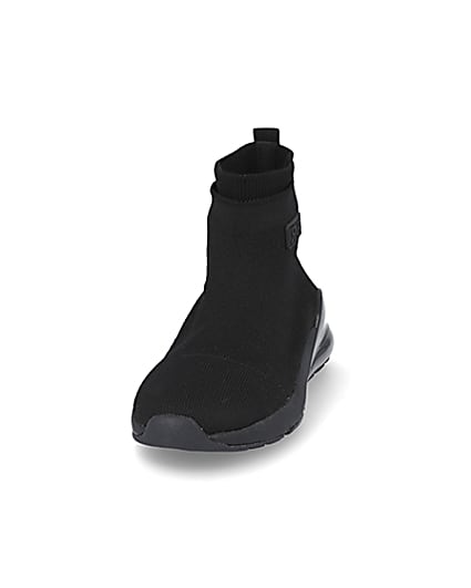 360 degree animation of product Boys black bubble sole sock high top trainers frame-21