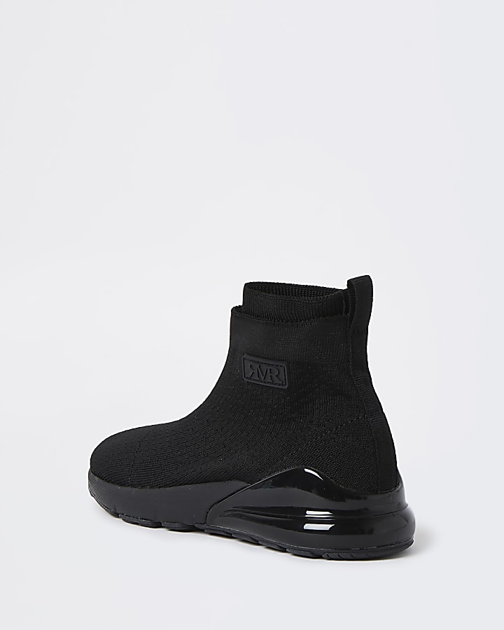 Boys black bubble sole sock high top trainers