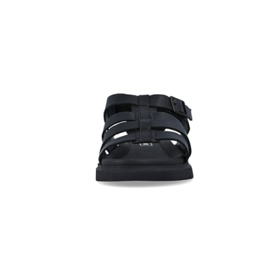 360 degree animation of product Boys black buckle sandals frame-0
