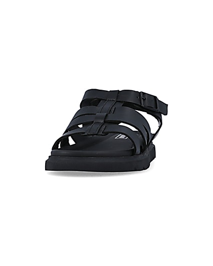 360 degree animation of product Boys black buckle sandals frame-1