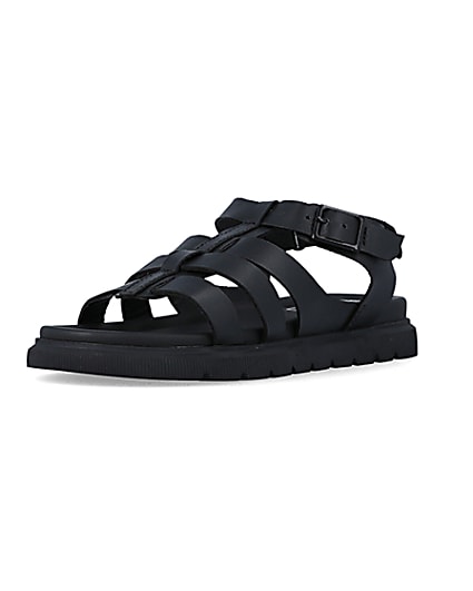 360 degree animation of product Boys black buckle sandals frame-3